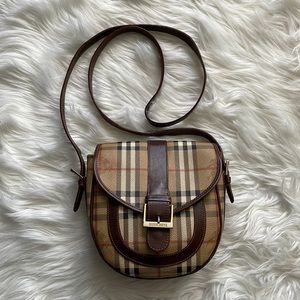 Burberrys London 1980s Vintage Coated Canvas Crossbody Saddle Bag